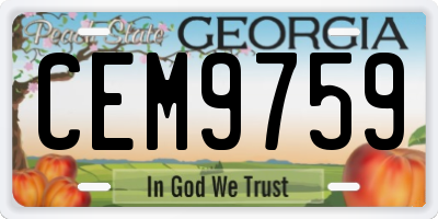 GA license plate CEM9759