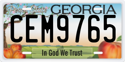 GA license plate CEM9765