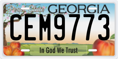 GA license plate CEM9773