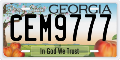 GA license plate CEM9777