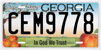 GA license plate CEM9778