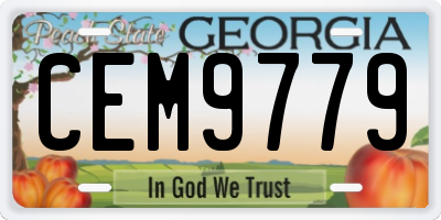 GA license plate CEM9779