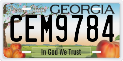 GA license plate CEM9784