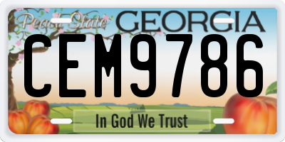 GA license plate CEM9786