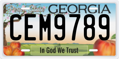 GA license plate CEM9789