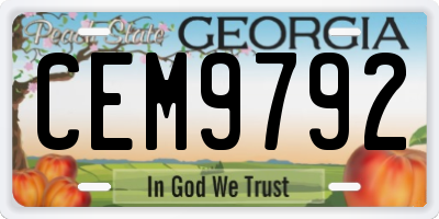 GA license plate CEM9792