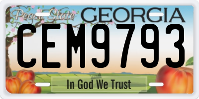 GA license plate CEM9793