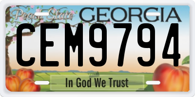 GA license plate CEM9794