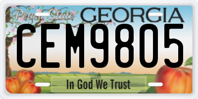 GA license plate CEM9805