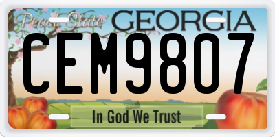 GA license plate CEM9807