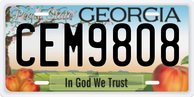 GA license plate CEM9808