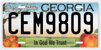 GA license plate CEM9809
