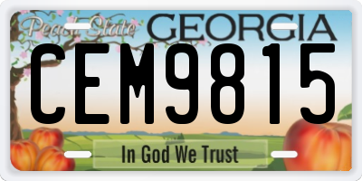 GA license plate CEM9815