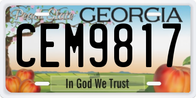 GA license plate CEM9817