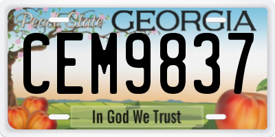 GA license plate CEM9837