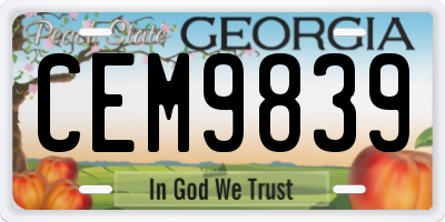 GA license plate CEM9839
