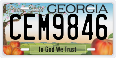 GA license plate CEM9846