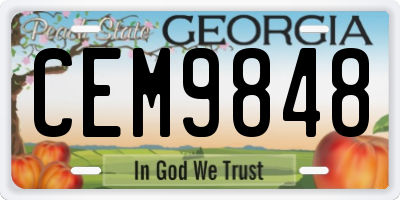 GA license plate CEM9848