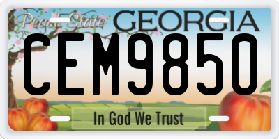 GA license plate CEM9850