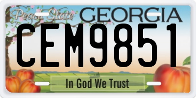 GA license plate CEM9851