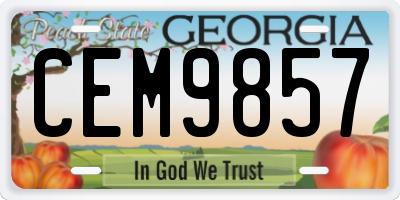 GA license plate CEM9857