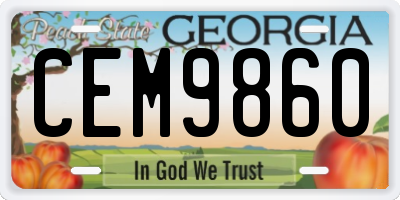 GA license plate CEM9860