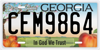 GA license plate CEM9864