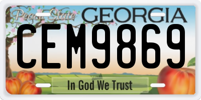 GA license plate CEM9869
