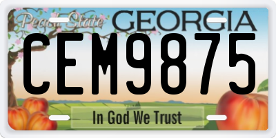 GA license plate CEM9875