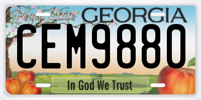 GA license plate CEM9880