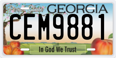 GA license plate CEM9881