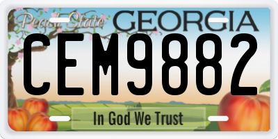 GA license plate CEM9882