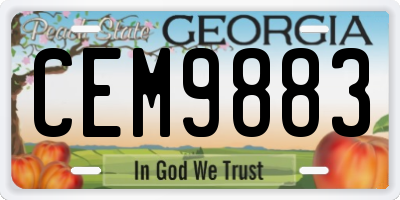 GA license plate CEM9883