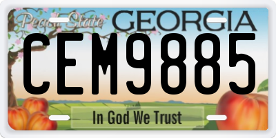 GA license plate CEM9885