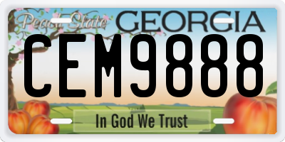 GA license plate CEM9888
