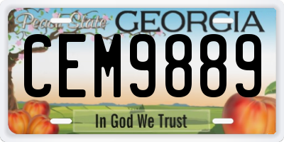 GA license plate CEM9889