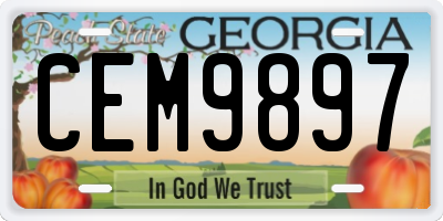 GA license plate CEM9897