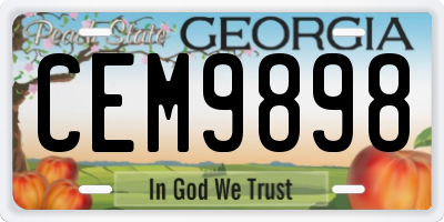 GA license plate CEM9898