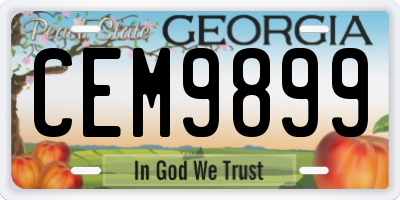 GA license plate CEM9899