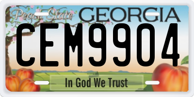 GA license plate CEM9904
