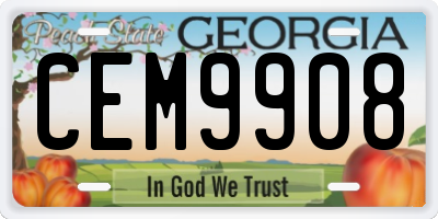 GA license plate CEM9908
