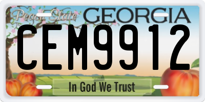 GA license plate CEM9912