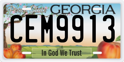 GA license plate CEM9913