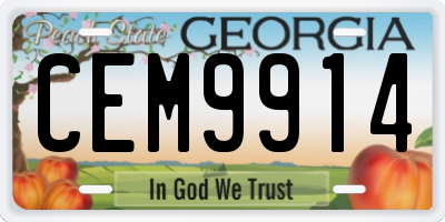 GA license plate CEM9914