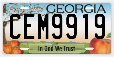 GA license plate CEM9919