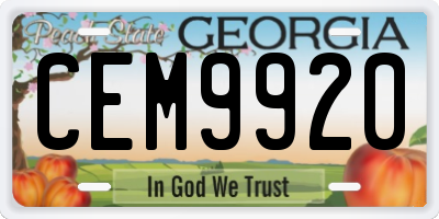 GA license plate CEM9920