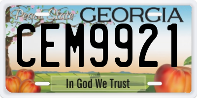 GA license plate CEM9921
