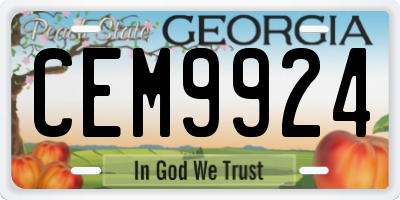 GA license plate CEM9924