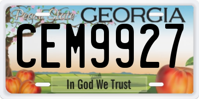 GA license plate CEM9927