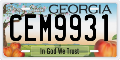 GA license plate CEM9931